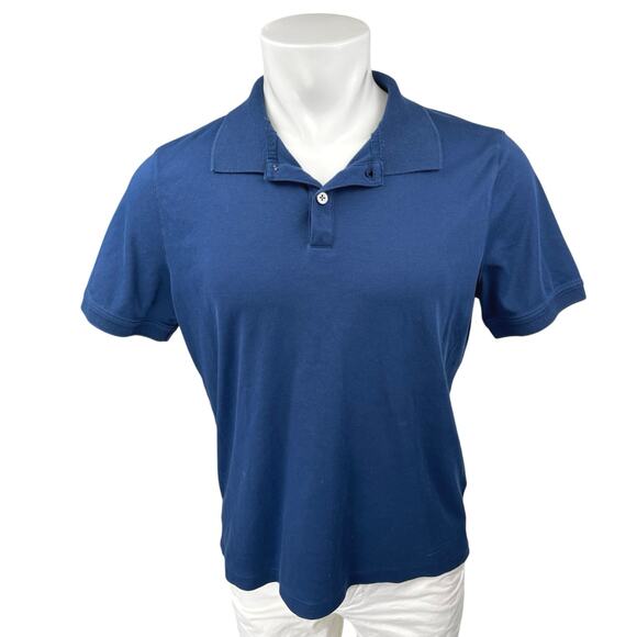 Banana Republic Luxury Touch Men's Blue Short Sleeve Collar Polo Shirt Top Sz L - Picture 1 of 4